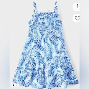 The Children’s Place GirlsTropical Smocked Tiered Dress Blue size Large (10/12)